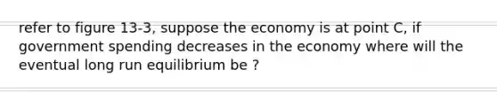 refer to figure 13-3, suppose the economy is at point C, if government spending decreases in the economy where will the eventual long run equilibrium be ?