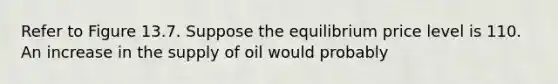 Refer to Figure 13.7. Suppose the equilibrium price level is 110. An increase in the supply of oil would probably