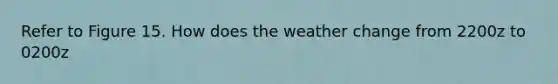 Refer to Figure 15. How does the weather change from 2200z to 0200z