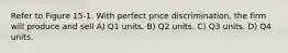 Refer to Figure 15-1. With perfect price discrimination, the firm will produce and sell A) Q1 units. B) Q2 units. C) Q3 units. D) Q4 units.