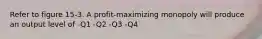 Refer to figure 15-3. A profit-maximizing monopoly will produce an output level of -Q1 -Q2 -Q3 -Q4