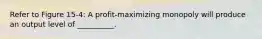 Refer to Figure 15-4: A profit-maximizing monopoly will produce an output level of __________.