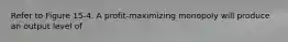 Refer to Figure 15-4. A profit-maximizing monopoly will produce an output level of