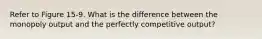 Refer to Figure 15-9. What is the difference between the monopoly output and the perfectly competitive output?