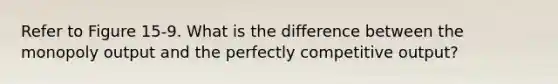 Refer to Figure 15-9. What is the difference between the monopoly output and the perfectly competitive output?