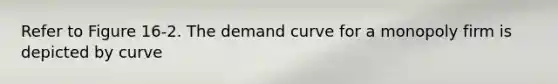 Refer to Figure 16-2. The demand curve for a monopoly firm is depicted by curve