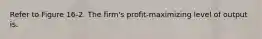 Refer to Figure 16-2. The firm's profit-maximizing level of output is.