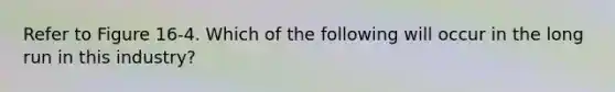 Refer to Figure 16-4. Which of the following will occur in the long run in this industry?