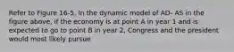 Refer to Figure 16-5. In the dynamic model of AD- AS in the figure above, if the economy is at point A in year 1 and is expected to go to point B in year 2, Congress and the president would most likely pursue