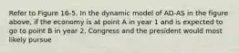 Refer to Figure 16-5. In the dynamic model of AD-AS in the figure above, if the economy is at point A in year 1 and is expected to go to point B in year 2, Congress and the president would most likely pursue