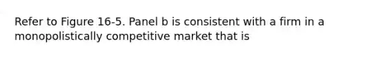 Refer to Figure 16-5. Panel b is consistent with a firm in a monopolistically competitive market that is