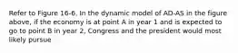 Refer to Figure 16-6. In the dynamic model of AD-AS in the figure above, if the economy is at point A in year 1 and is expected to go to point B in year 2, Congress and the president would most likely pursue