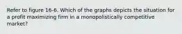 Refer to figure 16-6. Which of the graphs depicts the situation for a profit maximizing firm in a monopolistically competitive market?