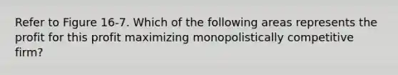 Refer to Figure 16-7. Which of the following areas represents the profit for this profit maximizing monopolistically competitive firm?