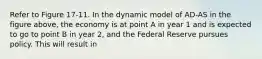 Refer to Figure 17-11. In the dynamic model of AD-AS in the figure above, the economy is at point A in year 1 and is expected to go to point B in year 2, and the Federal Reserve pursues policy. This will result in