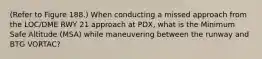 (Refer to Figure 188.) When conducting a missed approach from the LOC/DME RWY 21 approach at PDX, what is the Minimum Safe Altitude (MSA) while maneuvering between the runway and BTG VORTAC?