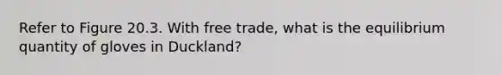 Refer to Figure 20.3. With free trade, what is the equilibrium quantity of gloves in Duckland?