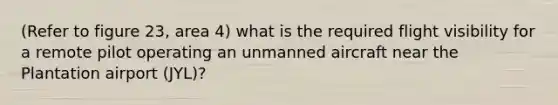 (Refer to figure 23, area 4) what is the required flight visibility for a remote pilot operating an unmanned aircraft near the Plantation airport (JYL)?