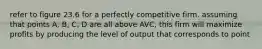 refer to figure 23.6 for a perfectly competitive firm. assuming that points A, B, C, D are all above AVC, this firm will maximize profits by producing the level of output that corresponds to point