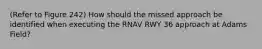 (Refer to Figure 242) How should the missed approach be identified when executing the RNAV RWY 36 approach at Adams Field?