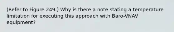 (Refer to Figure 249.) Why is there a note stating a temperature limitation for executing this approach with Baro-VNAV equipment?