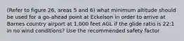 (Refer to figure 26, areas 5 and 6) what minimum altitude should be used for a go-ahead point at Eckelson in order to arrive at Barnes country airport at 1,000 feet AGL if the glide ratio is 22:1 in no wind conditions? Use the recommended safety factor