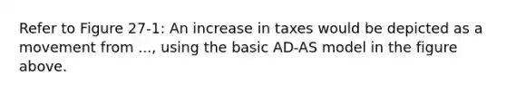 Refer to Figure 27-1: An increase in taxes would be depicted as a movement from ..., using the basic AD-AS model in the figure above.