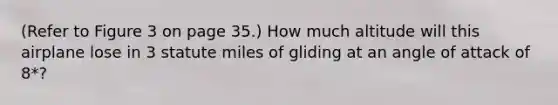 (Refer to Figure 3 on page 35.) How much altitude will this airplane lose in 3 statute miles of gliding at an angle of attack of 8*?