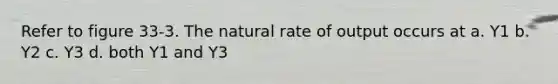 Refer to figure 33-3. The natural rate of output occurs at a. Y1 b. Y2 c. Y3 d. both Y1 and Y3