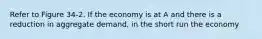 Refer to Figure 34-2. If the economy is at A and there is a reduction in aggregate demand, in the short run the economy