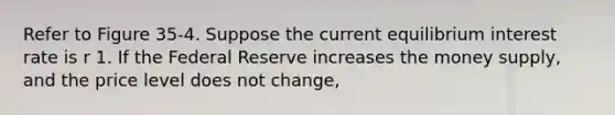 Refer to Figure 35-4. Suppose the current equilibrium interest rate is r 1. If the Federal Reserve increases the money supply, and the price level does not change,