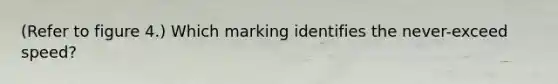 (Refer to figure 4.) Which marking identifies the never-exceed speed?