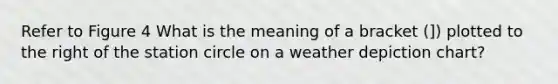 Refer to Figure 4 What is the meaning of a bracket (]) plotted to the right of the station circle on a weather depiction chart?