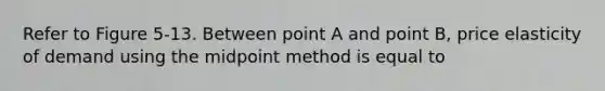 Refer to Figure 5-13. Between point A and point B, price elasticity of demand using the midpoint method is equal to