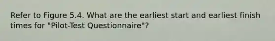 Refer to Figure 5.4. What are the earliest start and earliest finish times for "Pilot-Test Questionnaire"?