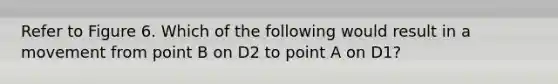 Refer to Figure 6. Which of the following would result in a movement from point B on D2 to point A on D1?