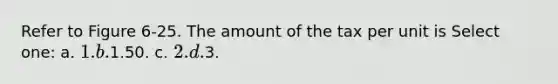 Refer to Figure 6-25. The amount of the tax per unit is Select one: a. 1. b.1.50. c. 2. d.3.