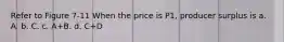 Refer to Figure 7-11 When the price is P1, producer surplus is a. A. b. C. c. A+B. d. C+D