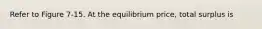 Refer to Figure 7-15. At the equilibrium price, total surplus is