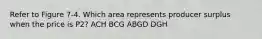 Refer to Figure 7-4. Which area represents producer surplus when the price is P2? ACH BCG ABGD DGH