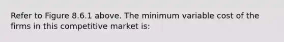 Refer to Figure 8.6.1 above. The minimum variable cost of the firms in this competitive market is: