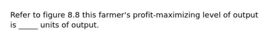 Refer to figure 8.8 this farmer's profit-maximizing level of output is _____ units of output.