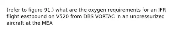 (refer to figure 91.) what are the oxygen requirements for an IFR flight eastbound on V520 from DBS VORTAC in an unpressurized aircraft at the MEA