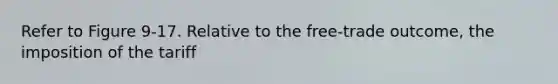 Refer to Figure 9-17. Relative to the free-trade outcome, the imposition of the tariff