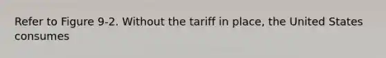 Refer to Figure 9-2. Without the tariff in place, the United States consumes