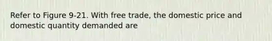 Refer to Figure 9-21. With free trade, the domestic price and domestic quantity demanded are