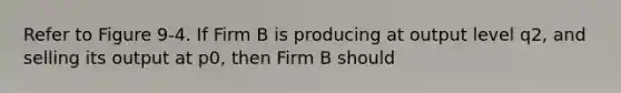 Refer to Figure 9-4. If Firm B is producing at output level q2, and selling its output at p0, then Firm B should