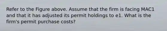 Refer to the Figure above. Assume that the firm is facing MAC1 and that it has adjusted its permit holdings to e1. What is the firm's permit purchase costs?