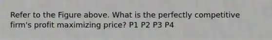 Refer to the Figure above. What is the perfectly competitive firm's profit maximizing price? P1 P2 P3 P4