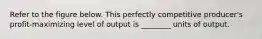 Refer to the figure below. This perfectly competitive producer's profit-maximizing level of output is ________ units of output.